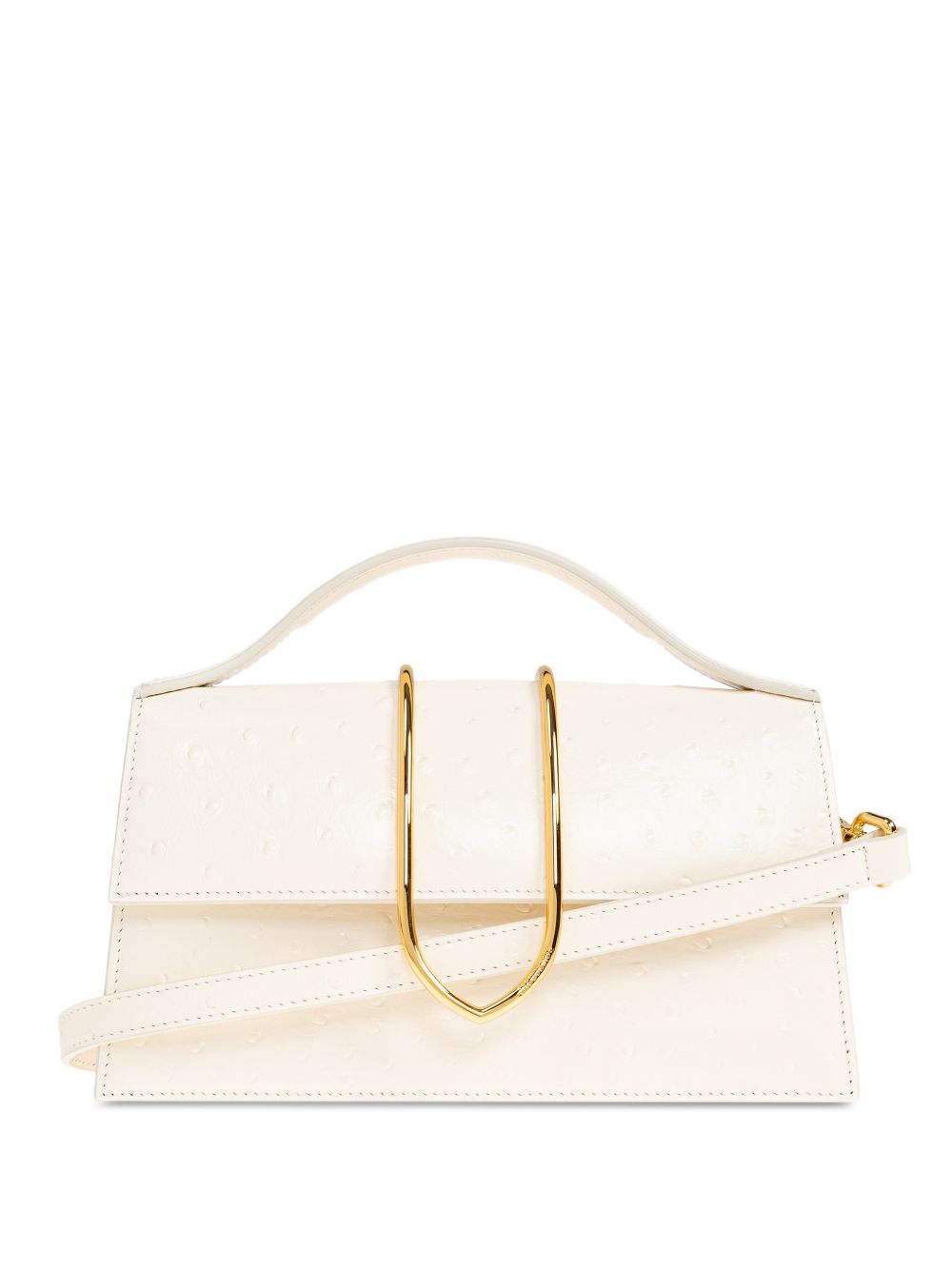 Structured Rectangular Handbag With Off-White Ostrich Effect