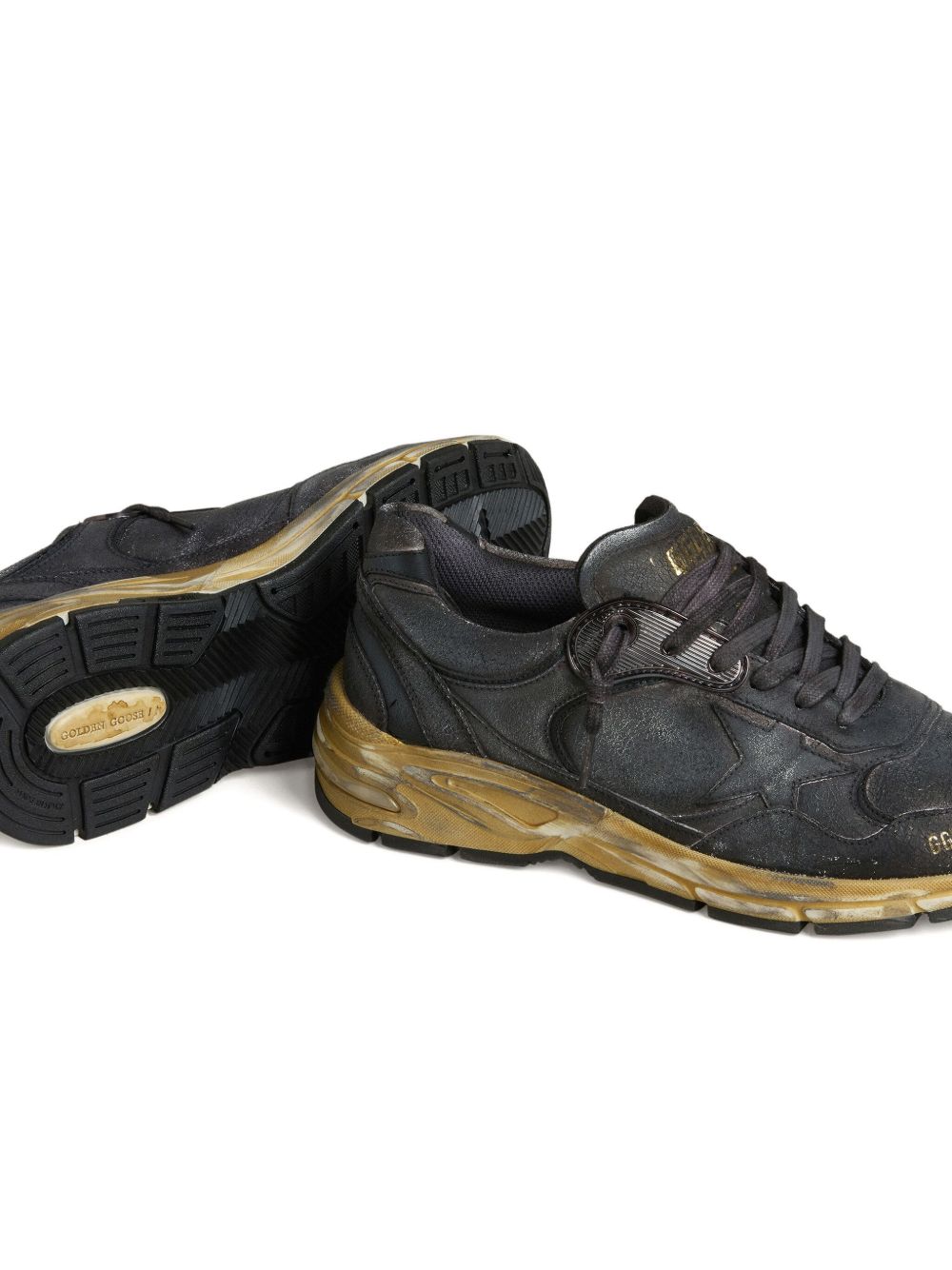 Sleek Black Sneakers with Distressed Finish