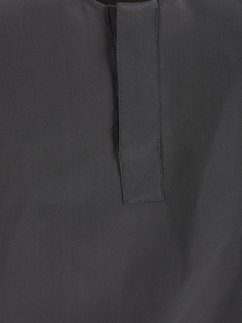 Black Silk Top With Scoop Neckline