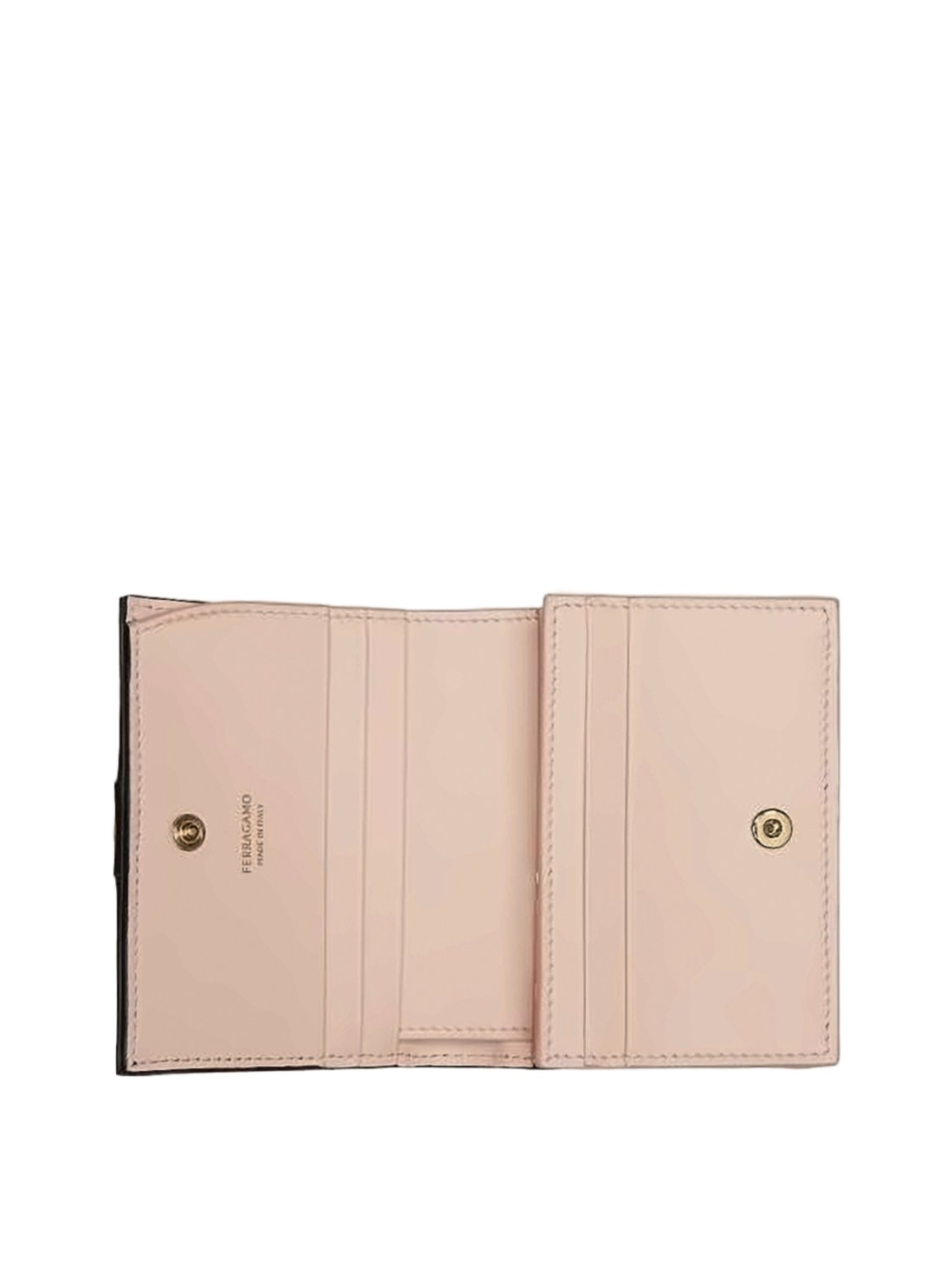 Rectangular Calf Leather Wallet with Gold-tone Clasp