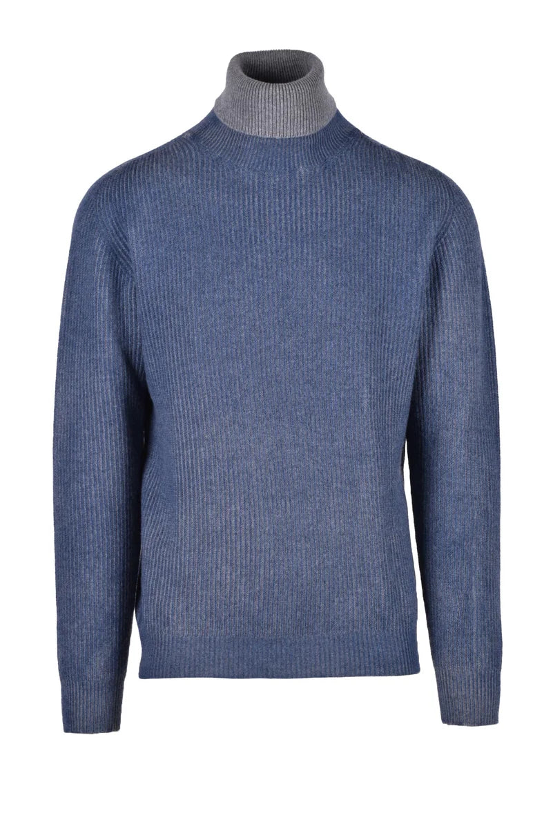 Ribbed Knit Sweater with Contrasting Turtleneck