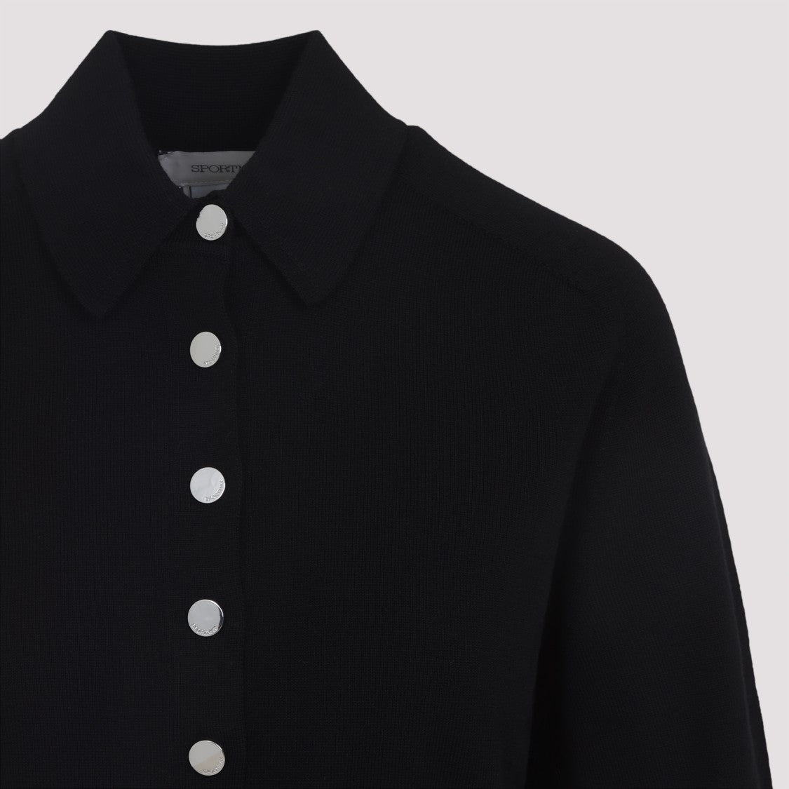 Cropped Virgin Wool Sweater With Classic Collar