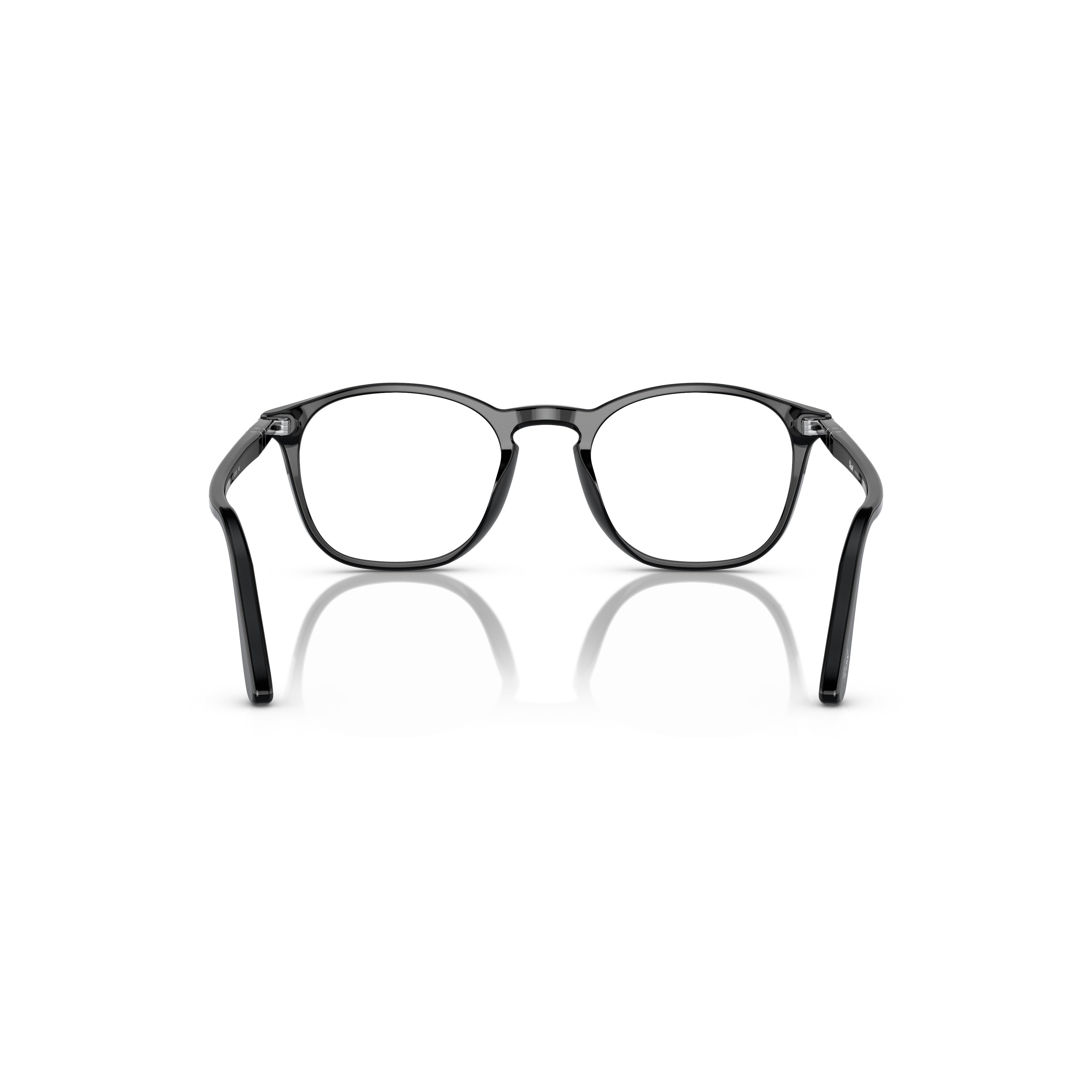 0po3007v Classic Round Black Acetate Eyeglasses with Silver Accents