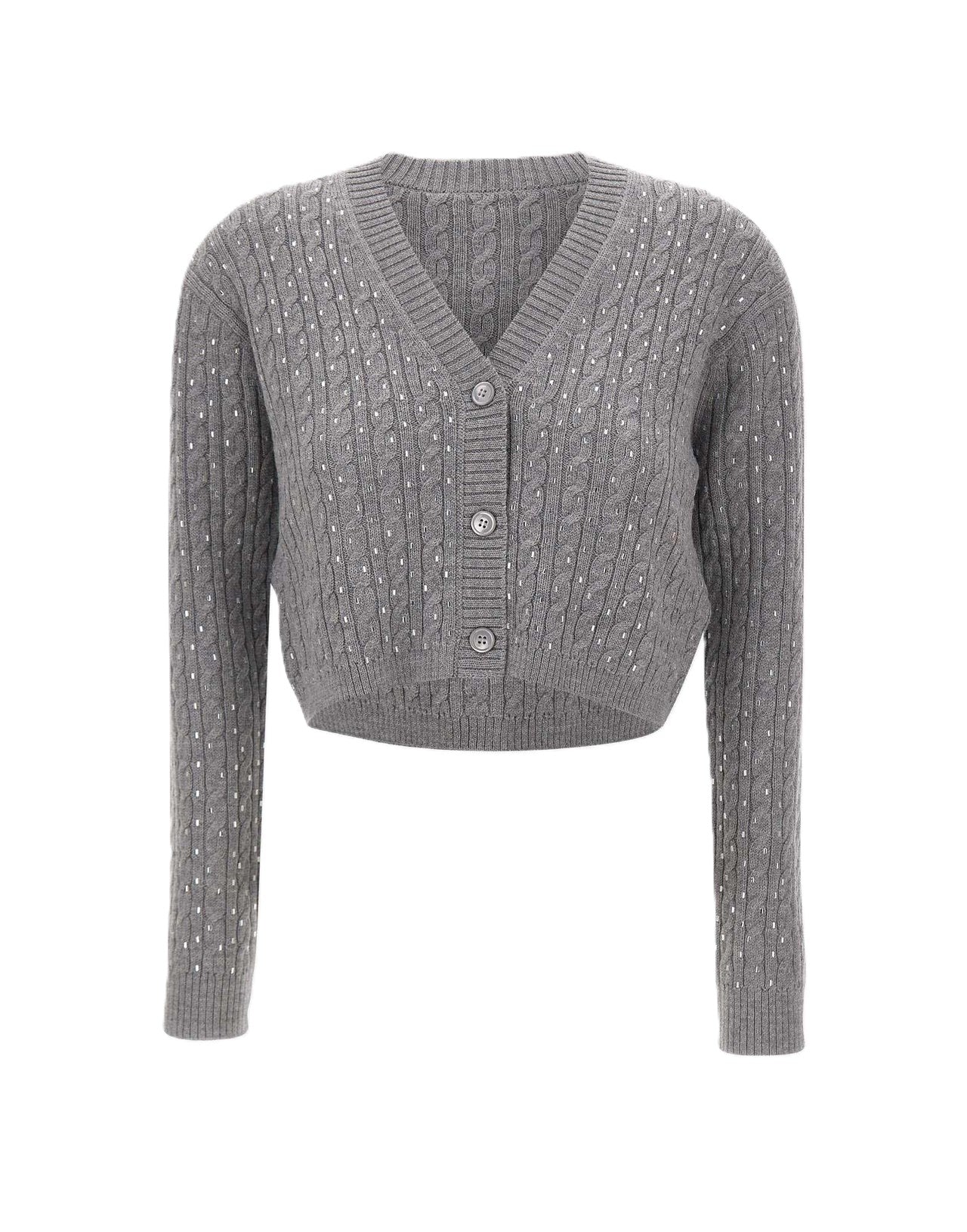 Classic Cable Knit Cardigan With V-Neckline