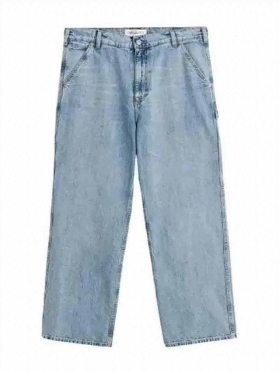 Light Blue Relaxed Wide-Leg Denim Pants