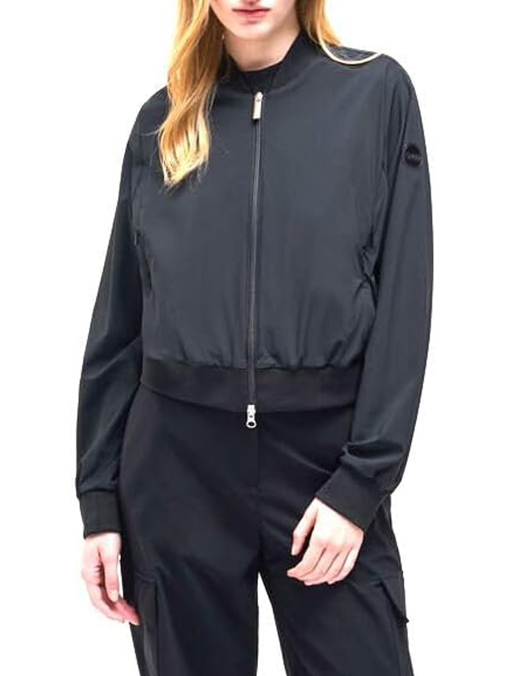 Cropped Black Bomber Jacket