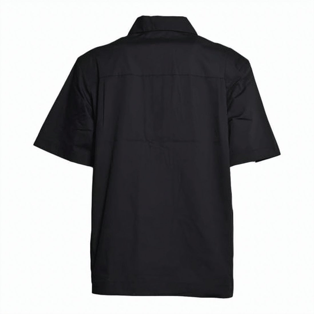 Black Short-Sleeve Front Zip Logo Shirt