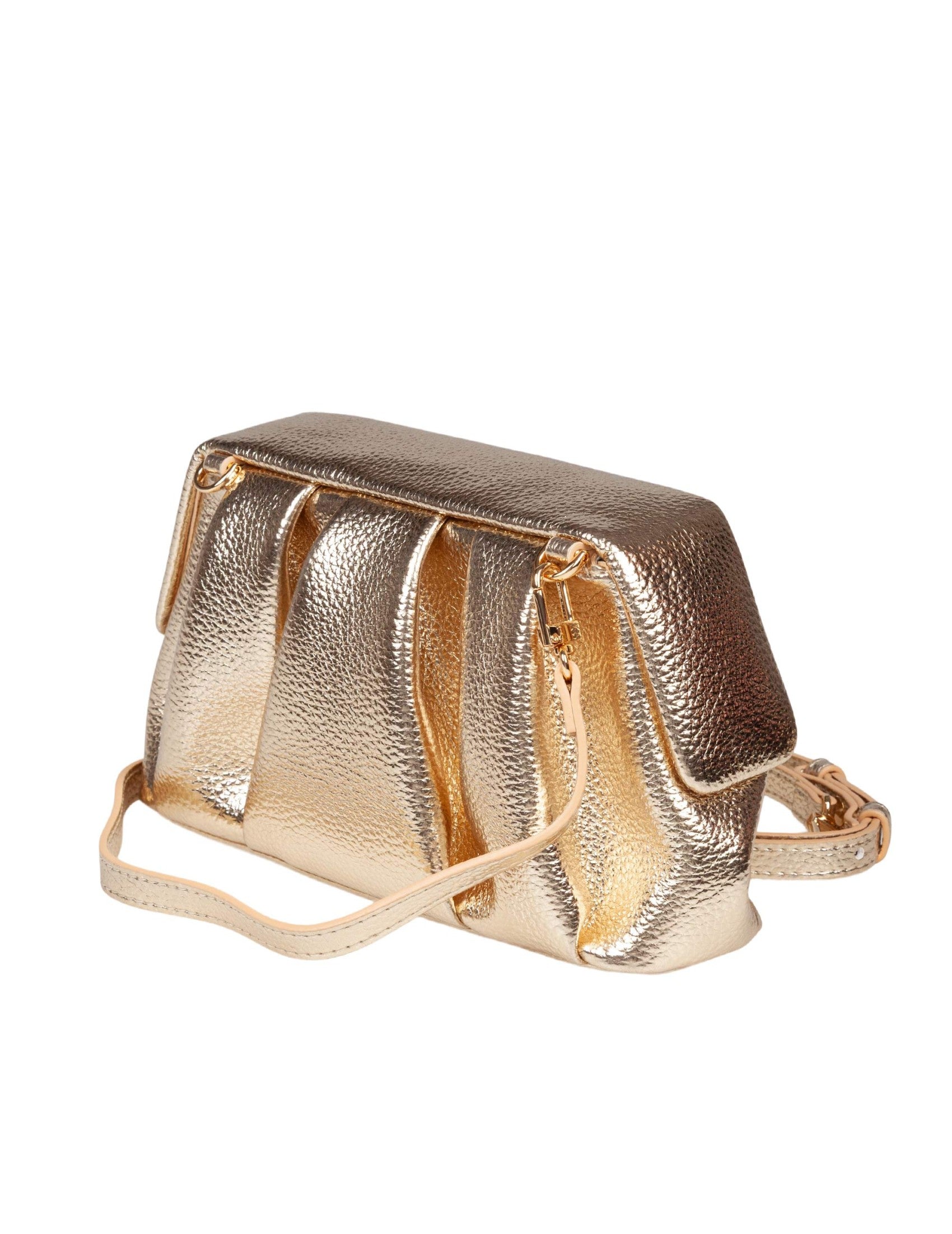 Structured Metallic Gold Vegan Leather Handbag