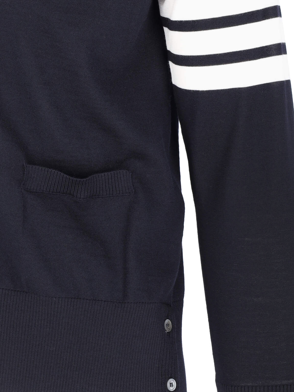 Navy V-Neck Striped Cotton Cardigan