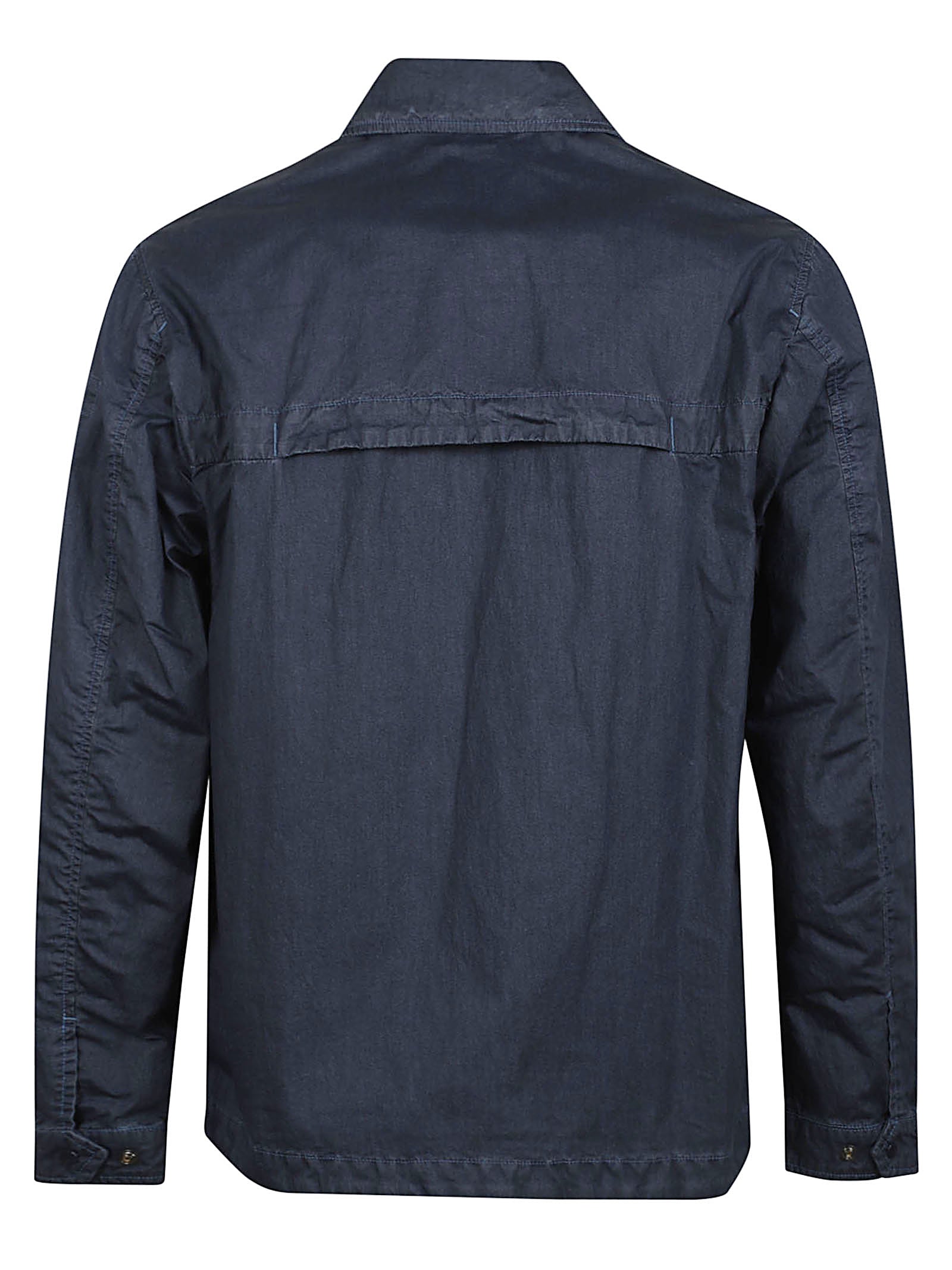 Structured Blue Jacket with Concealed Closure