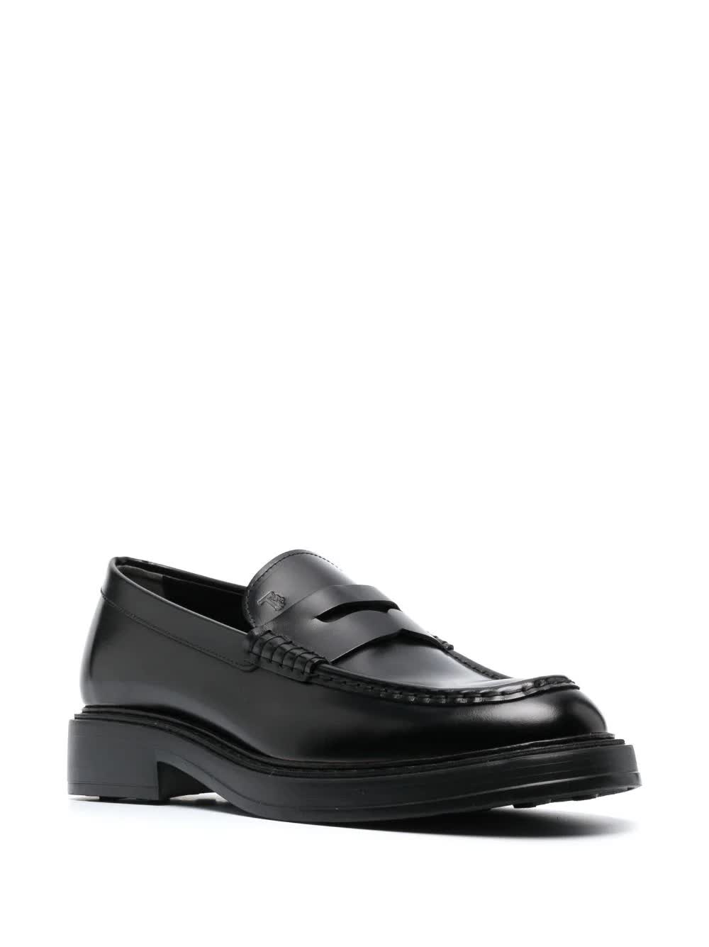 Black Leather Moccasin Leather Loafers