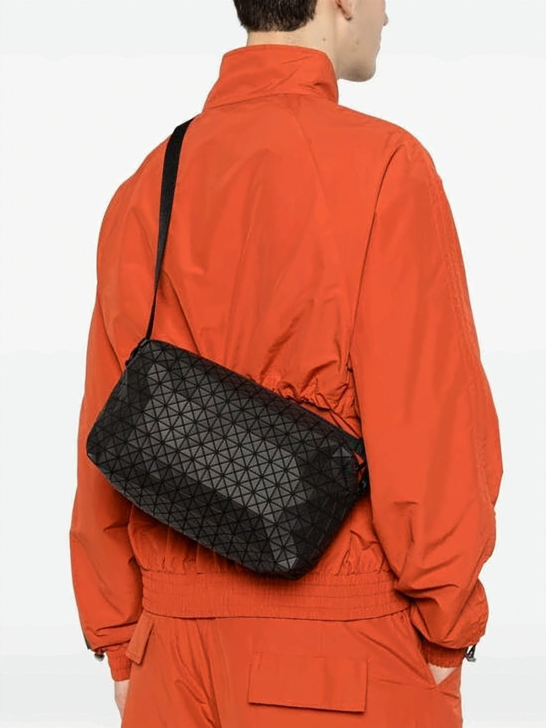 Geometric-Patterned Cotton Shoulder Bag