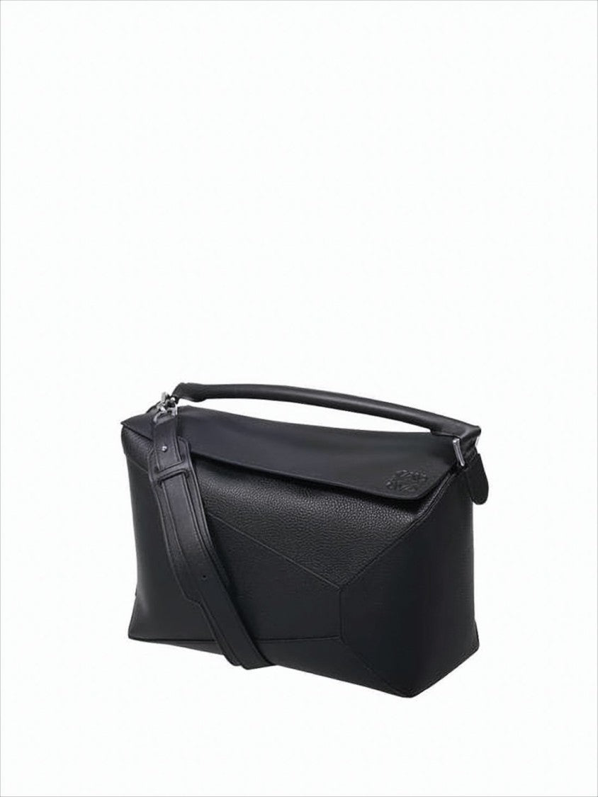 Structured Calf Leather Shoulder Bag