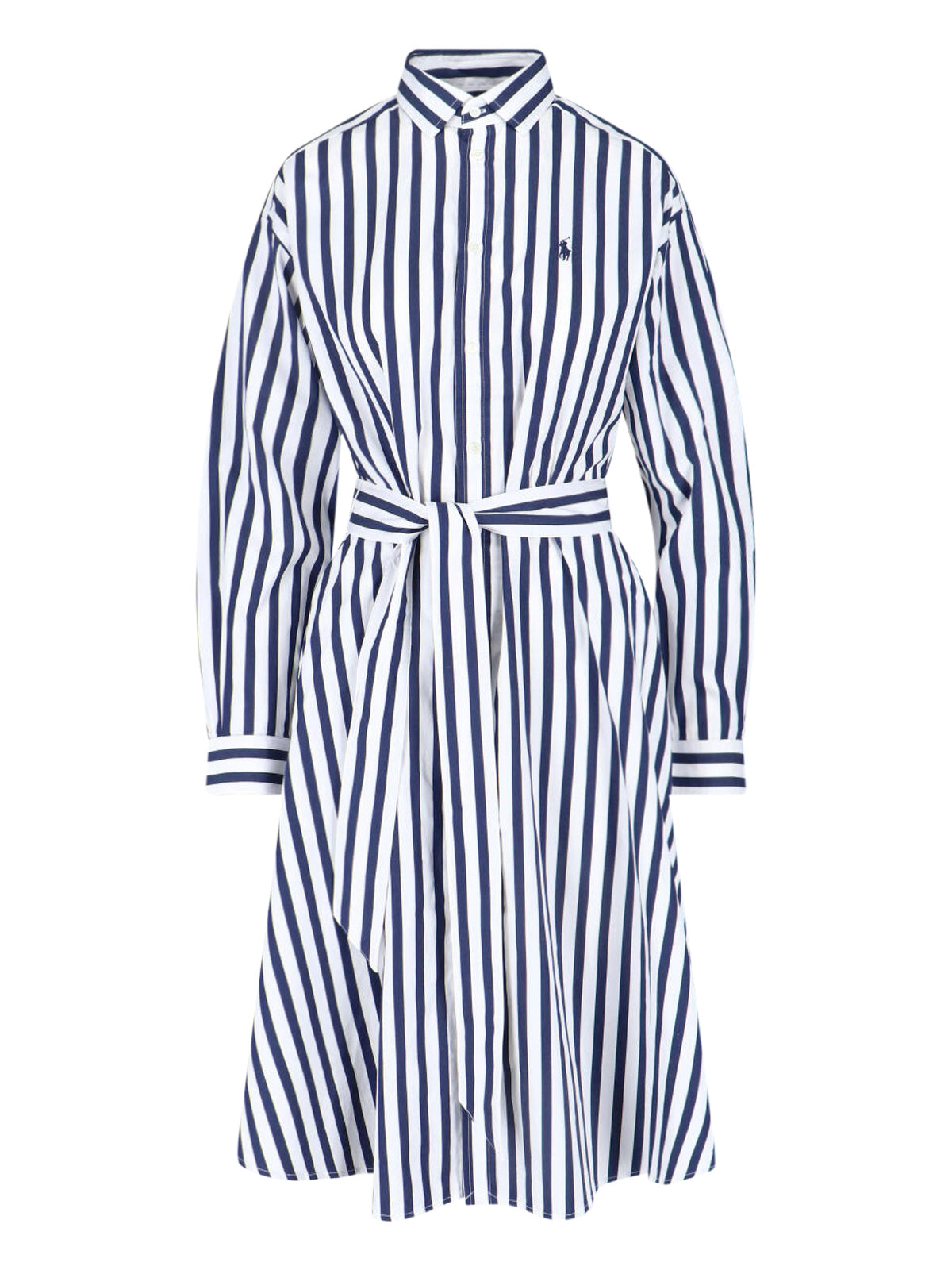 Blue Vertical Stripe Shirt Dress