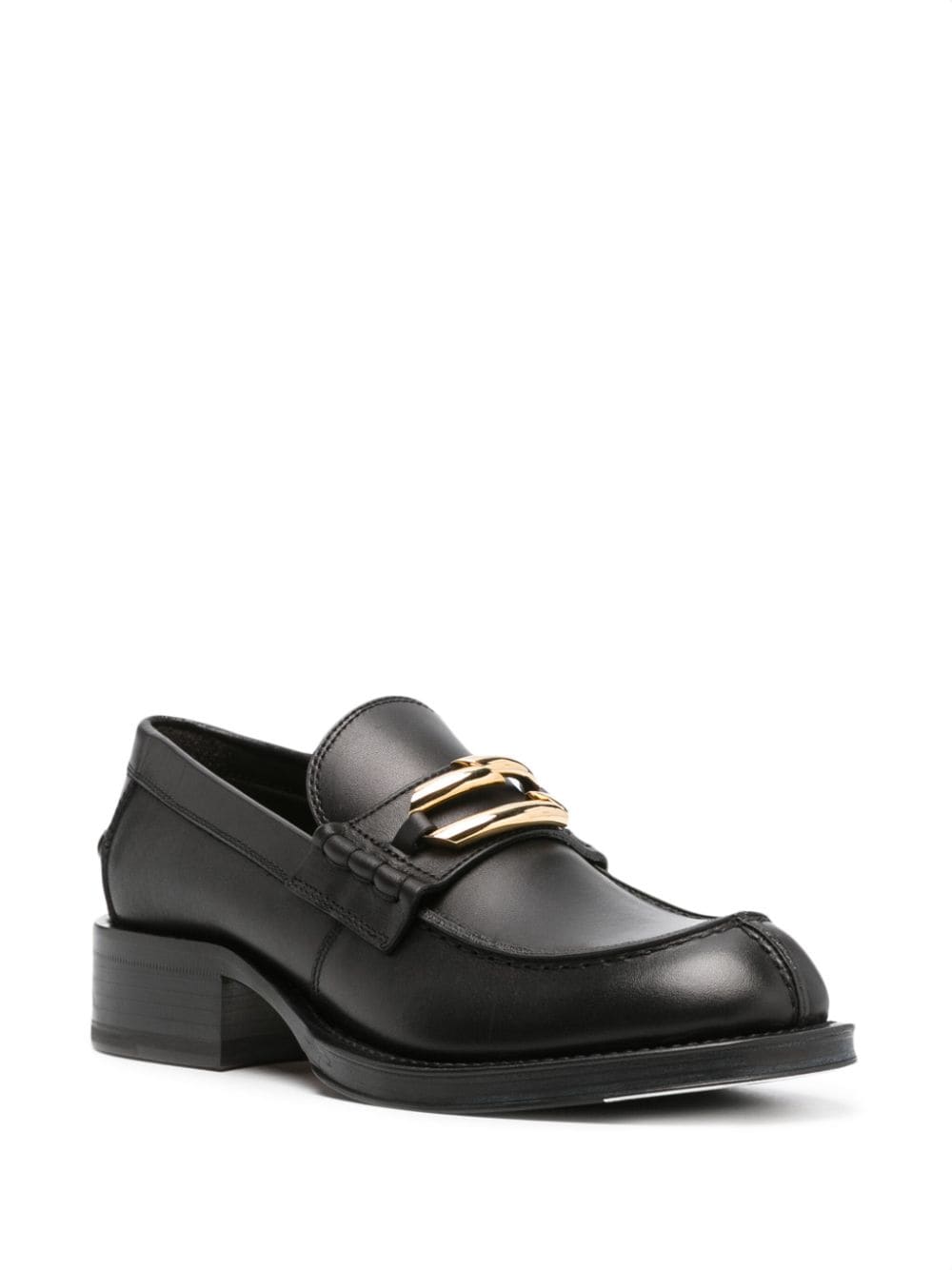 Buckled Black Leather Loafers