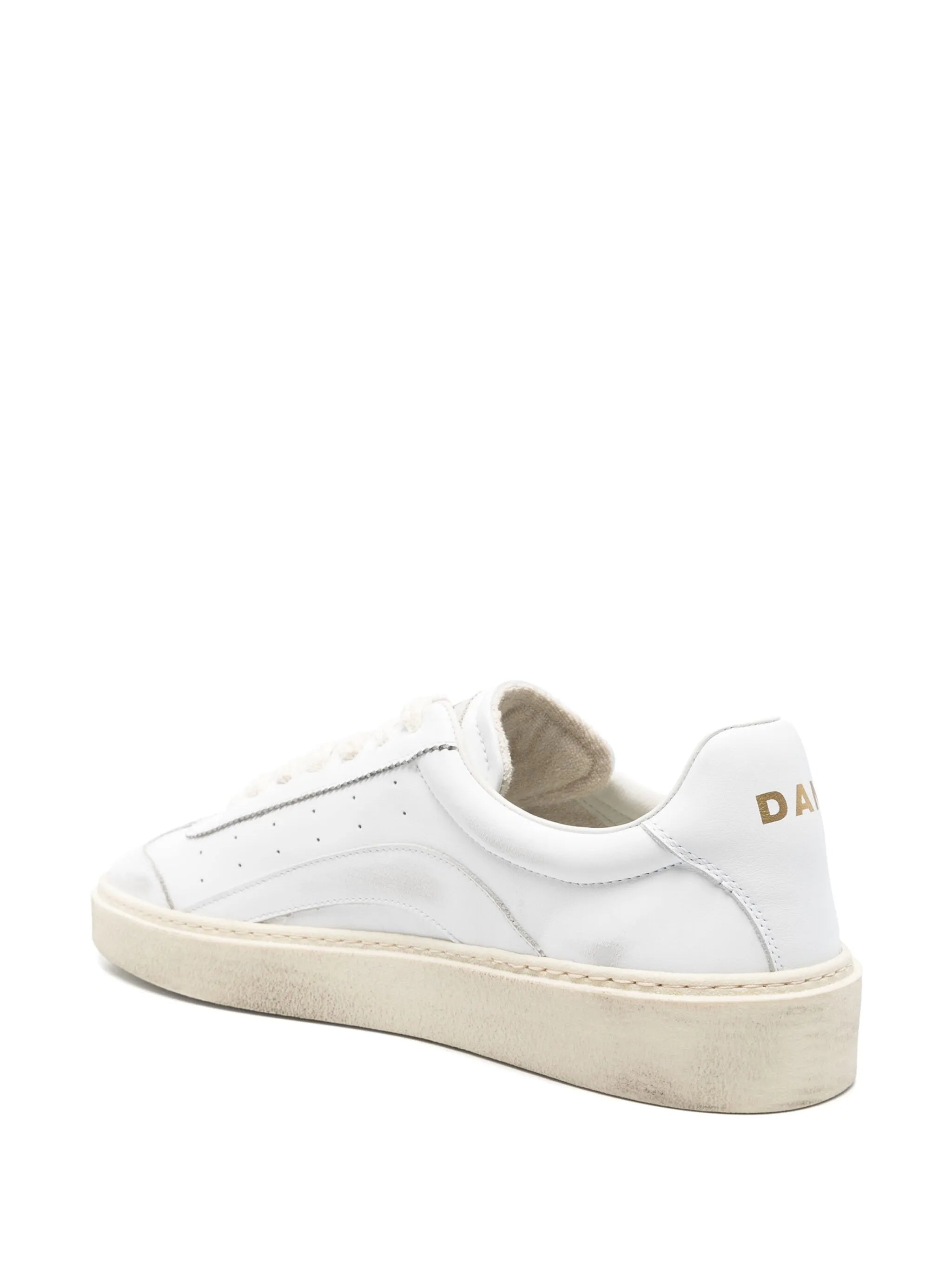 White Smooth Leather Gold Detail Sneakers