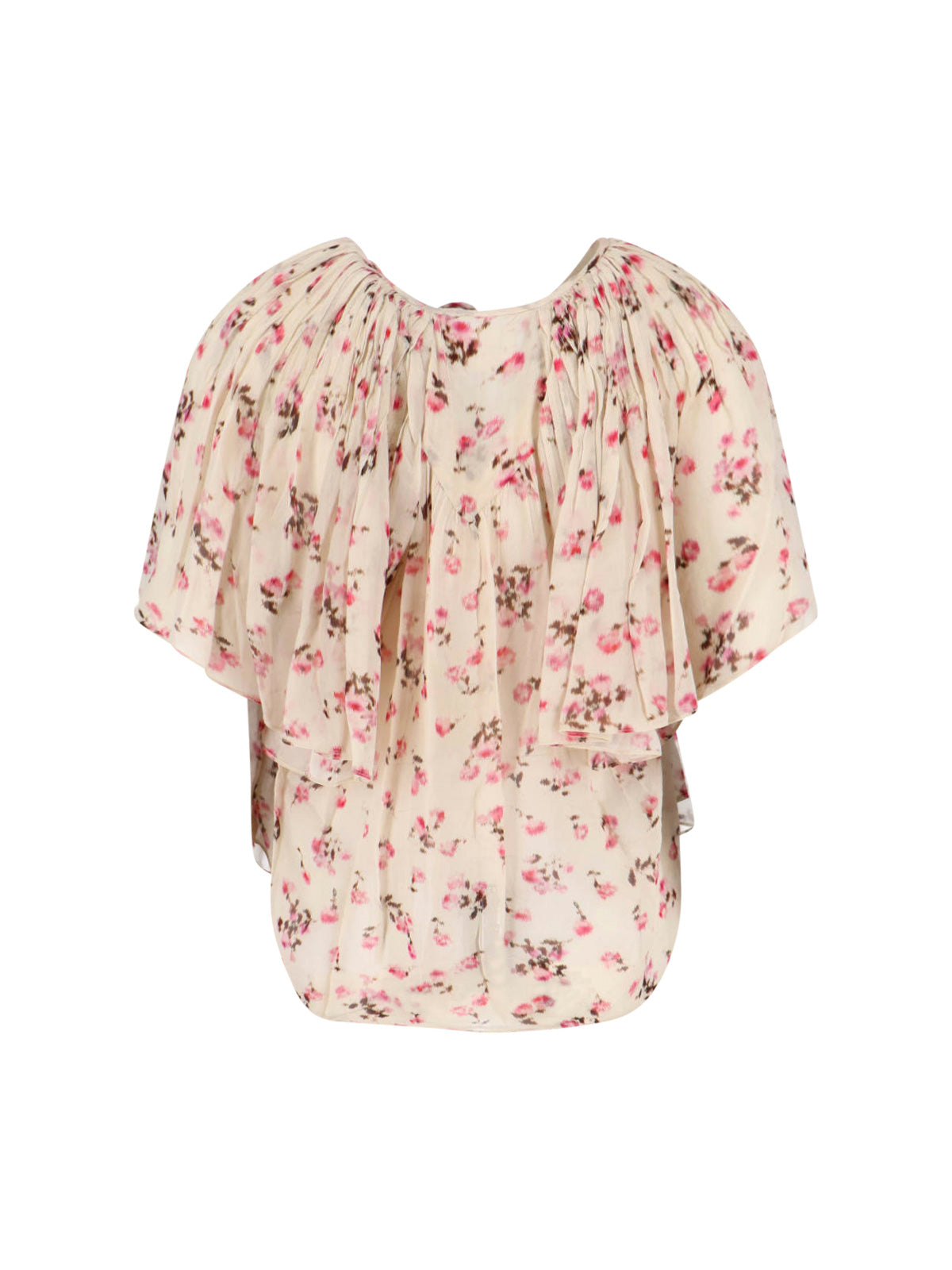 Short-Sleeved Beige Top with Round Neckline