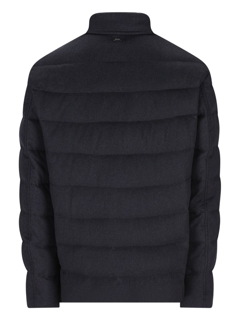 Navy Blue Quilted Jacket With Silk-Cashmere Blend
