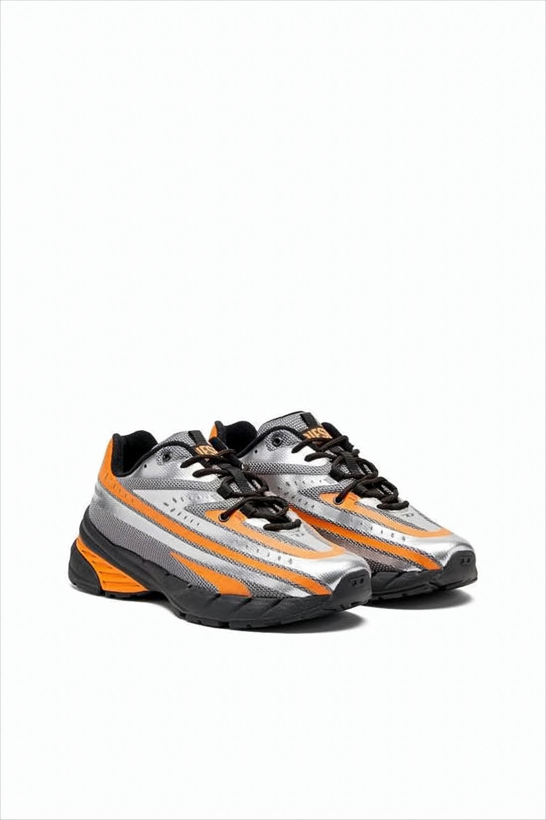 Aerodynamic Metallic Silver Sneakers