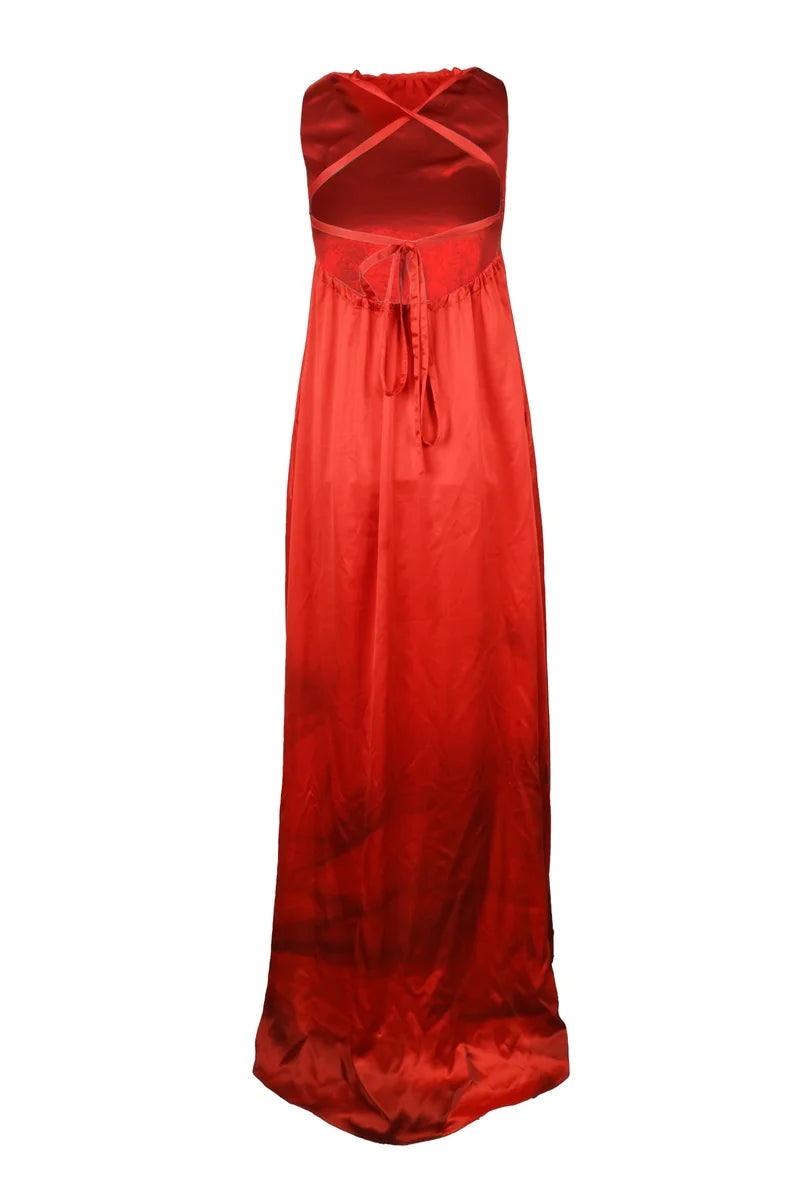 Long Satin Dress - Red