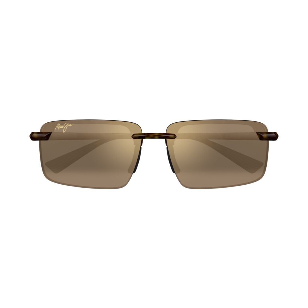Laulima Rimless Rectangular Sunglasses with Tortoiseshell Detail