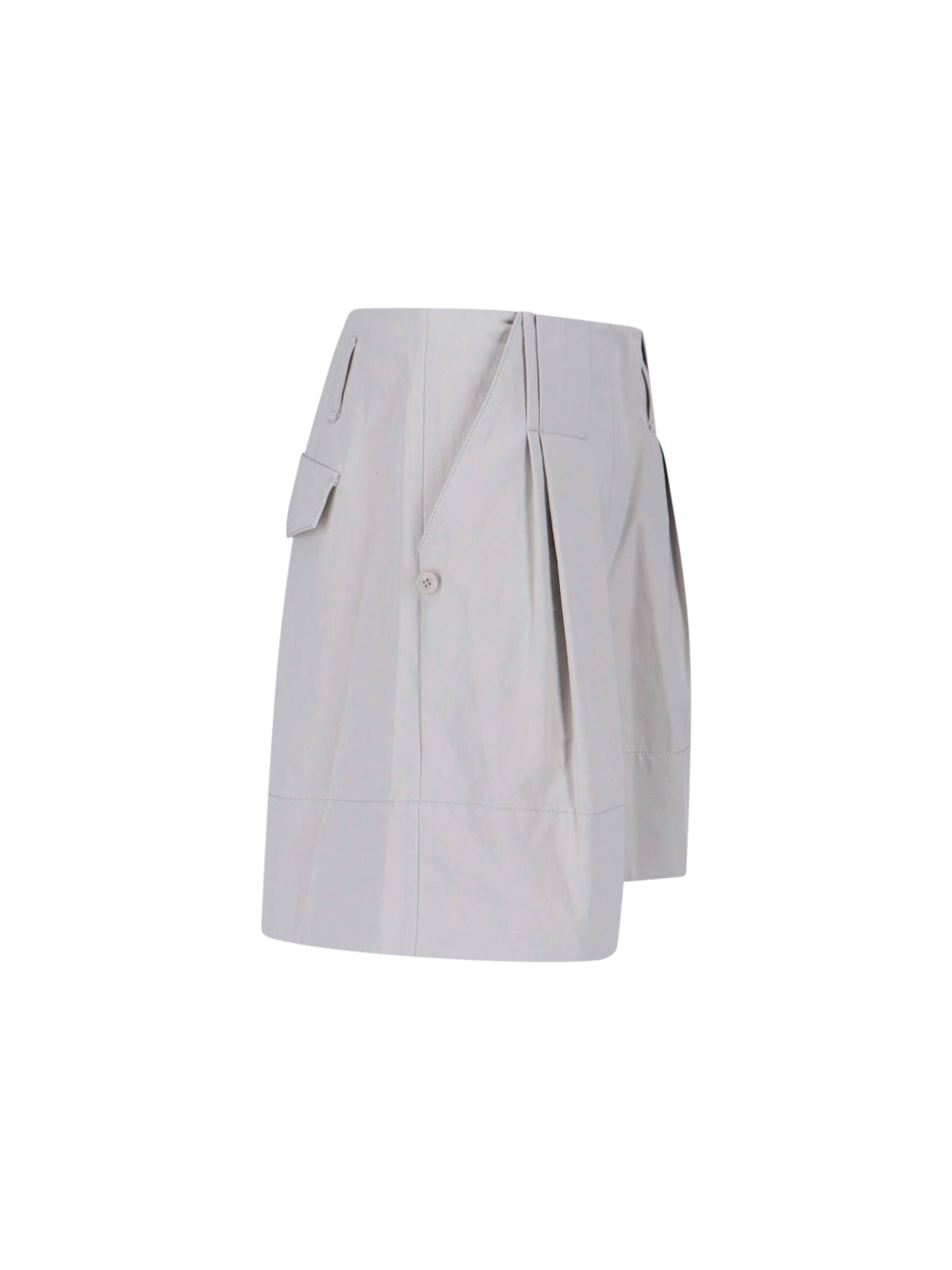 Grey Mid-Rise Tailored Pleated Shorts
