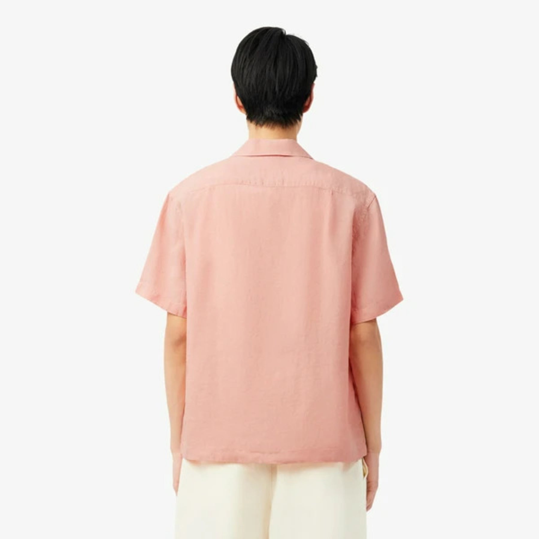 Short-Sleeved Button-Up Shirt with Camp Collar