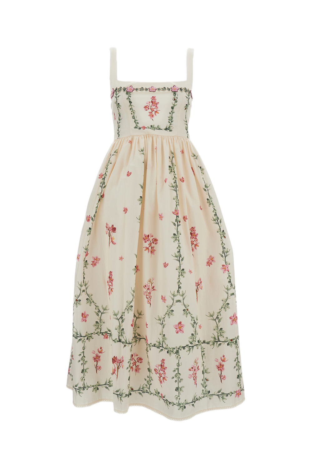 White 'Barbara Midi' Cotton Midi Dress