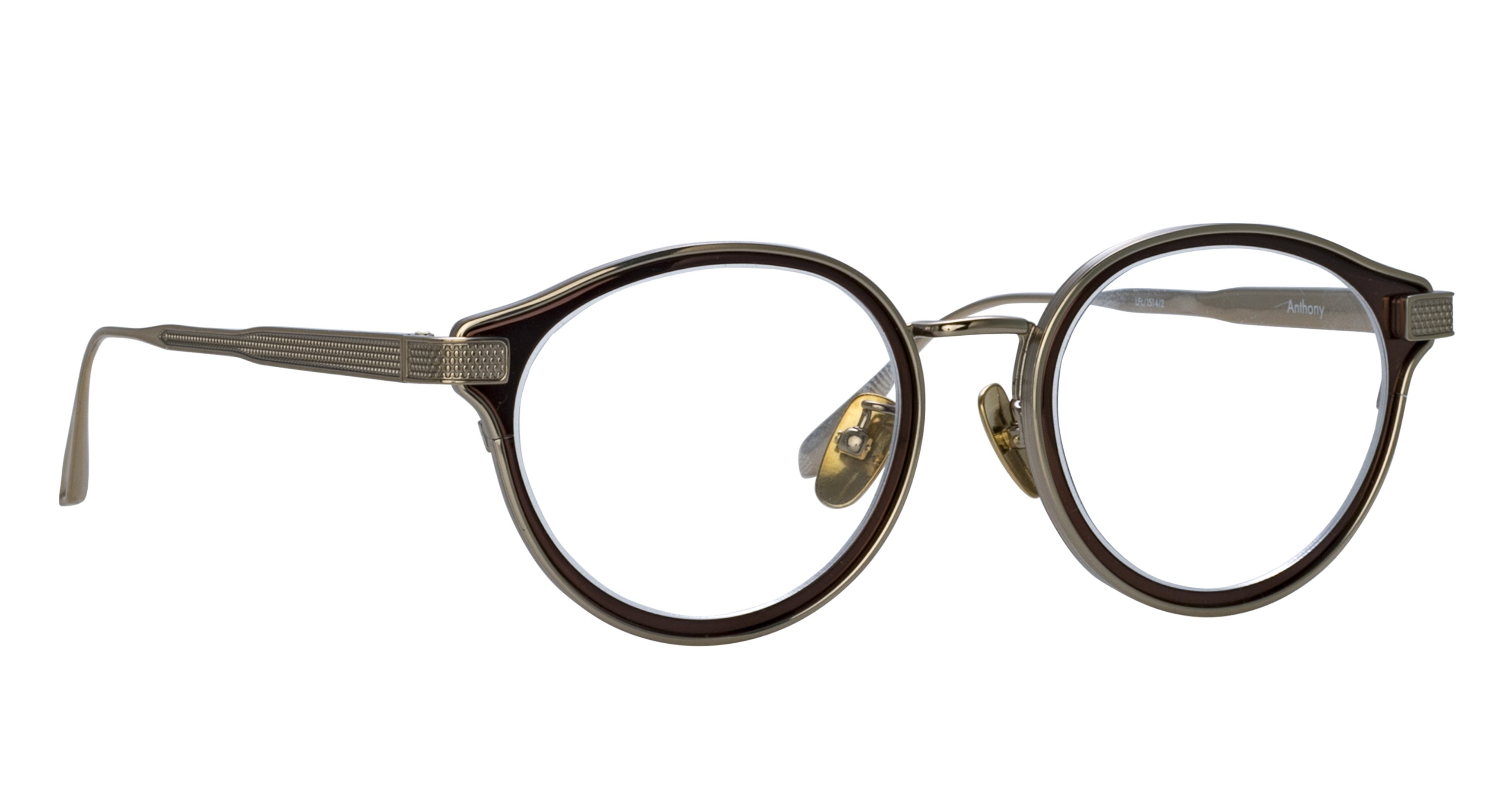 Lfl Round Frame Eyeglasses with Textured Metallic Accents