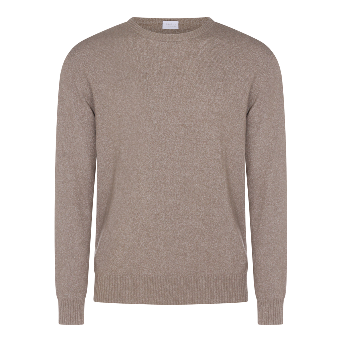 Beige Knit Sweater with Ribbed Cuffs