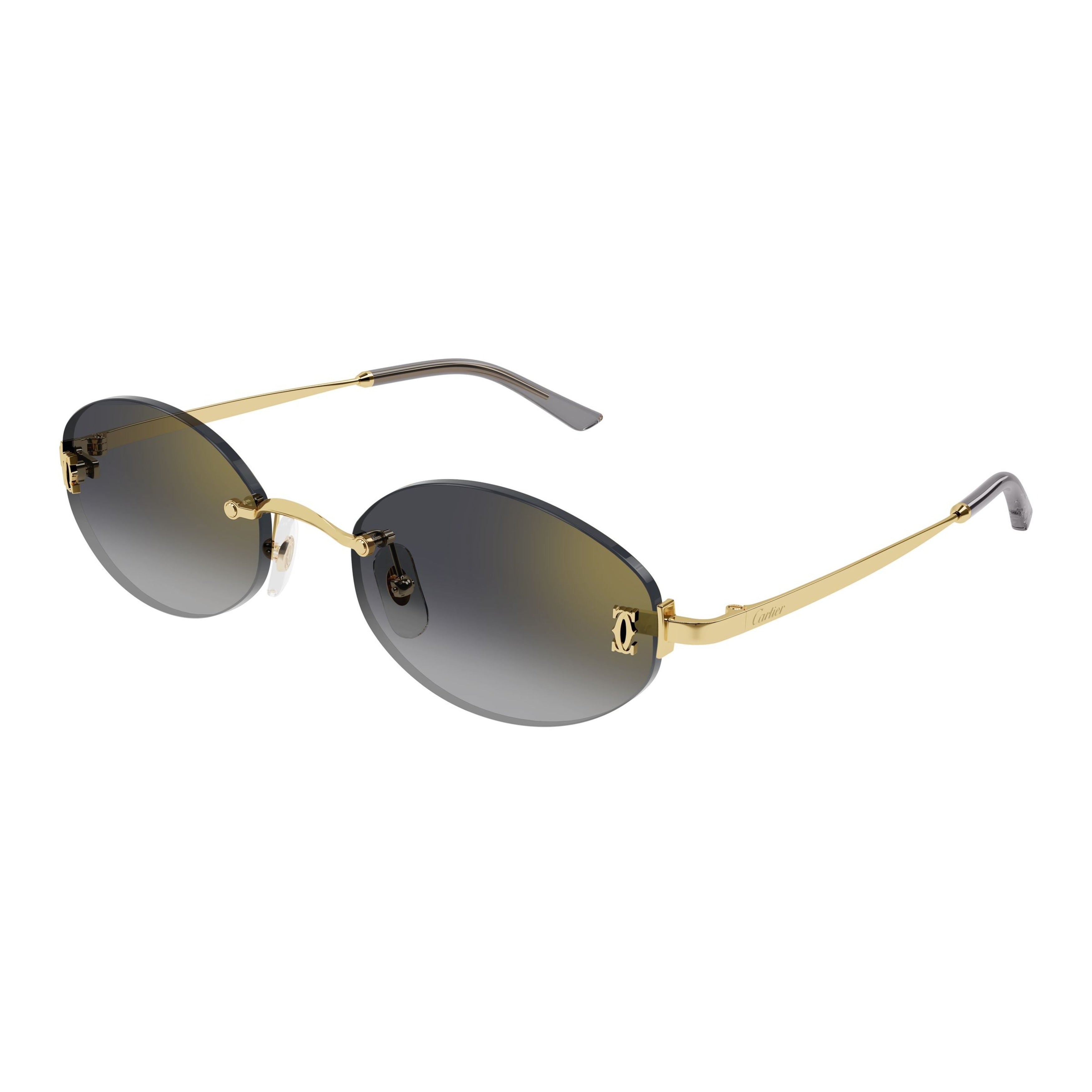 Rimless Oval Sunglasses With Gradient Dark Grey Lenses