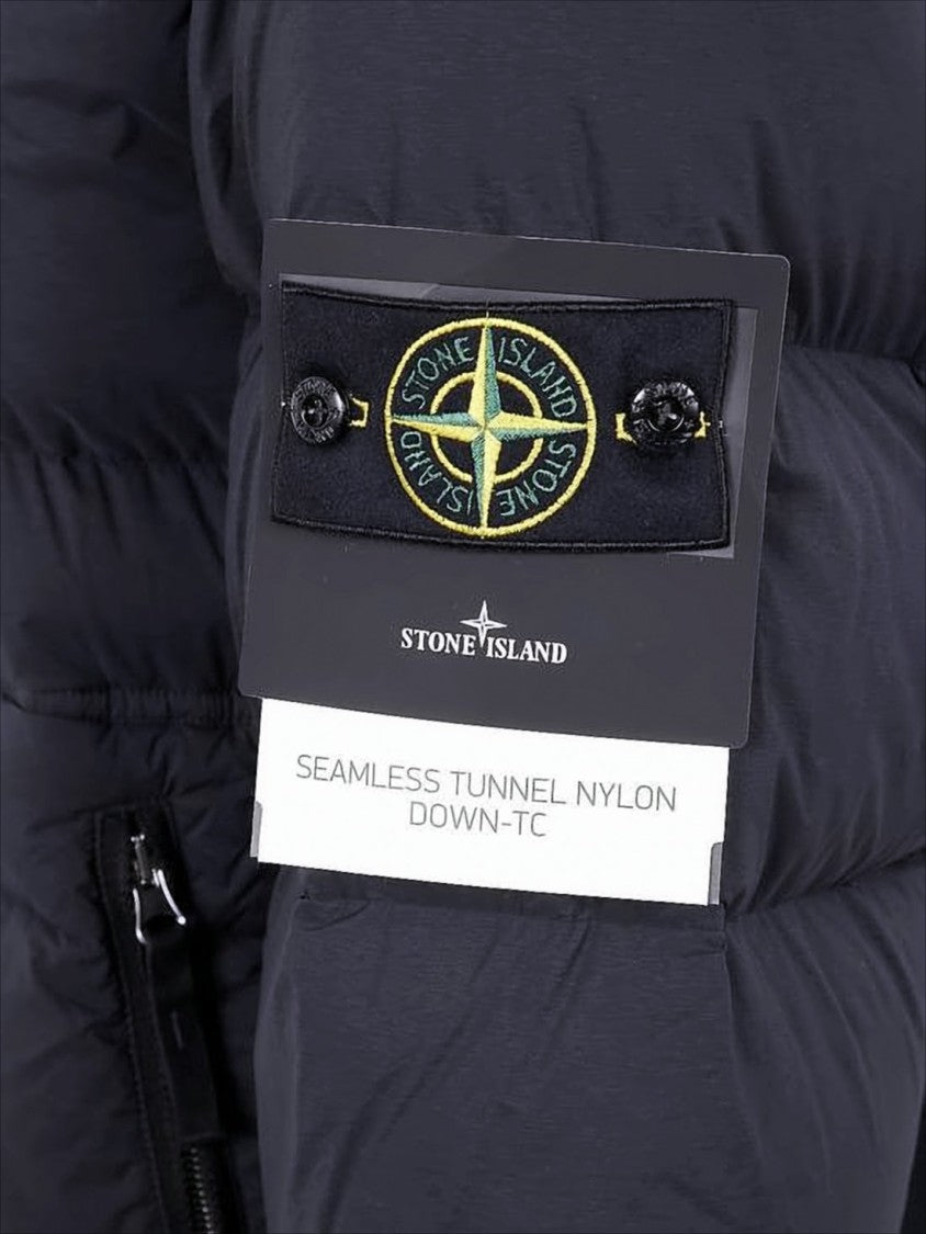 Quilted Down Jacket with Ribbed Cuffs and Signature Patch