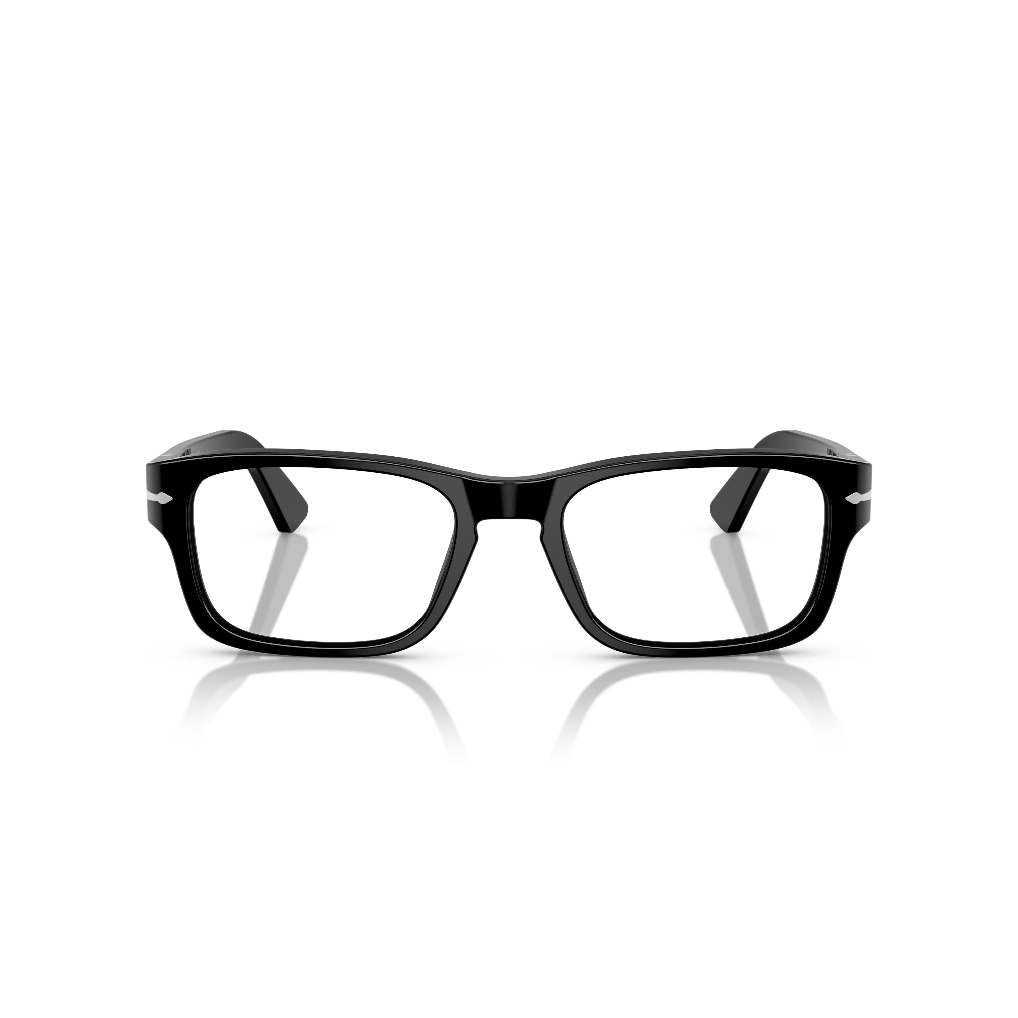 0po3364v Rectangular Black Acetate Eyeglasses with Silver Arrow Detail