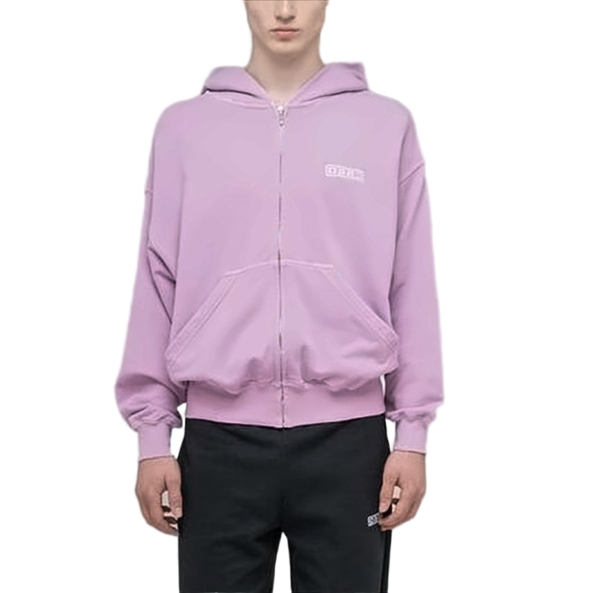 Relaxed Fit Zip-Up Hoodie in Soft Lavender