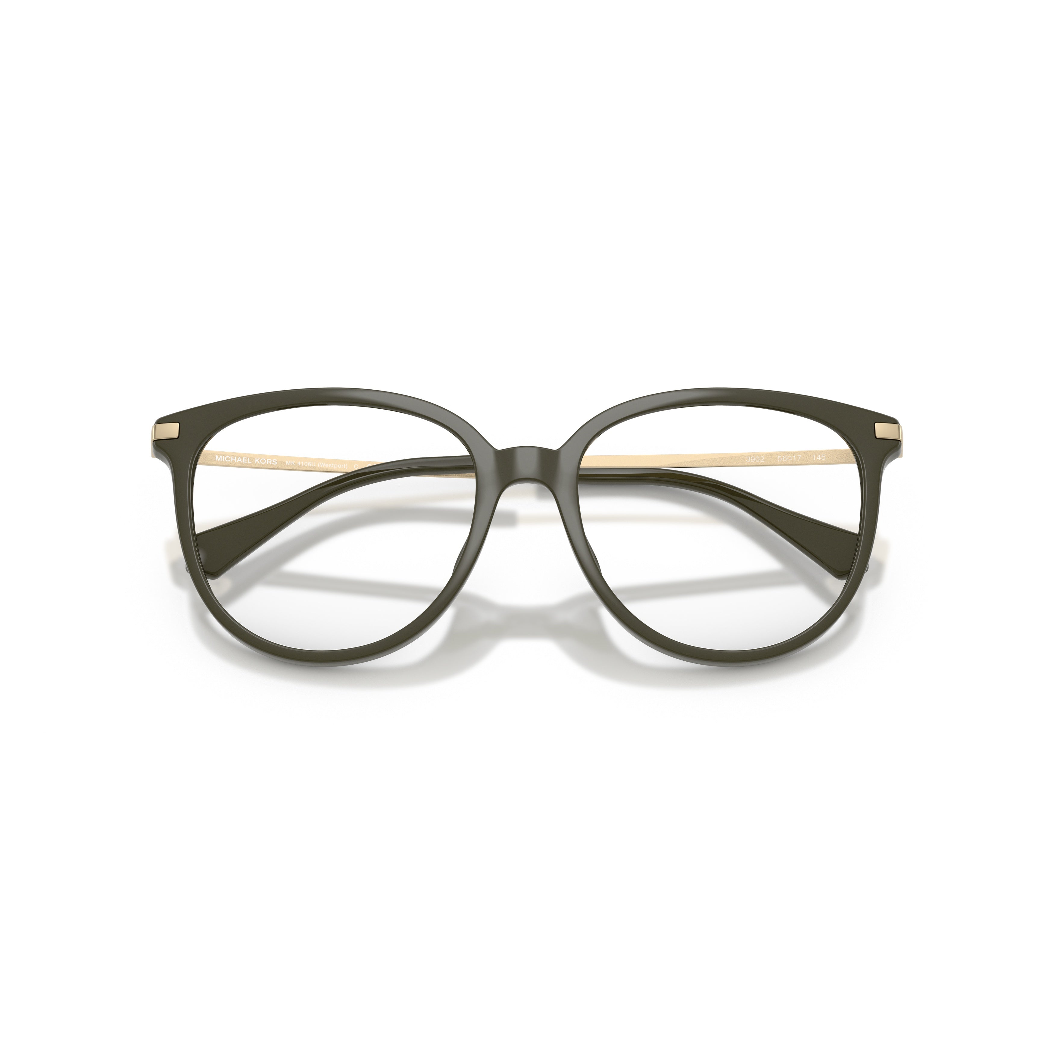 0mk4106u Rounded Cat-Eye Eyeglasses in Muted Olive Green