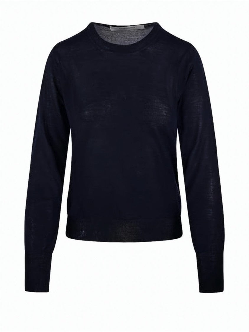 Minimalist Black Wool Sweater with Patch Detail