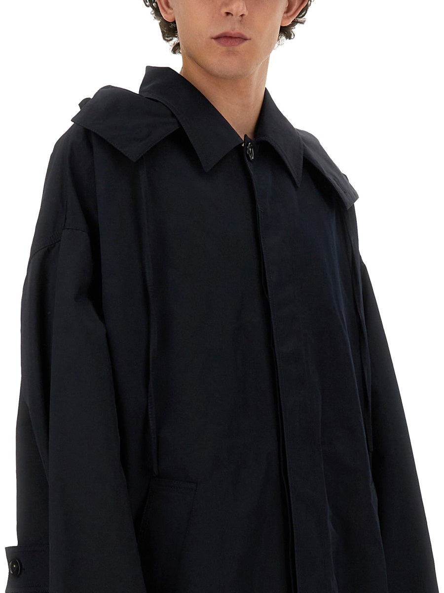 Hooded Trench Coat with Streamlined Silhouette