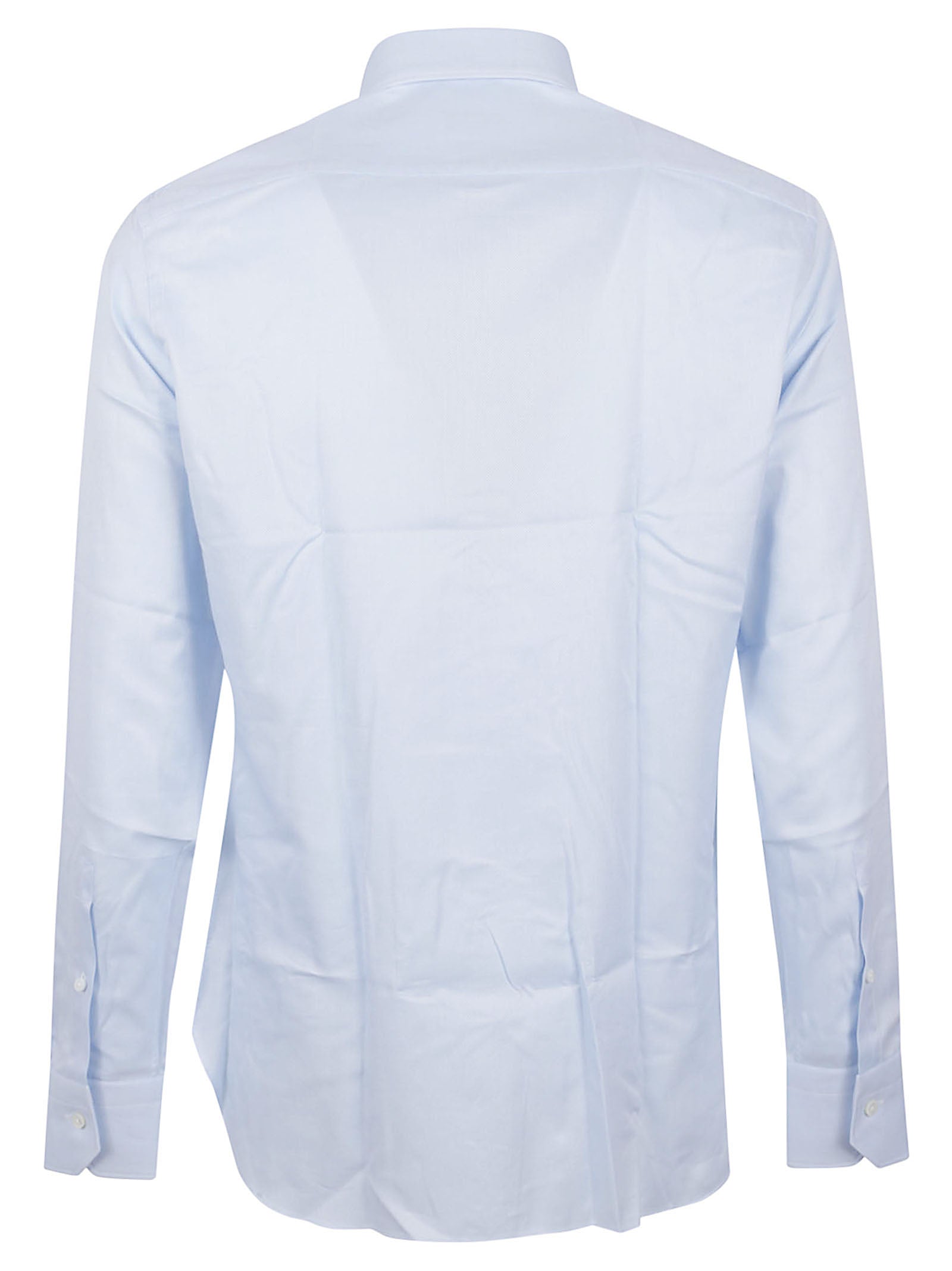 Long-Sleeve Tailored Shirt with Pointed Collar and Textured Finish