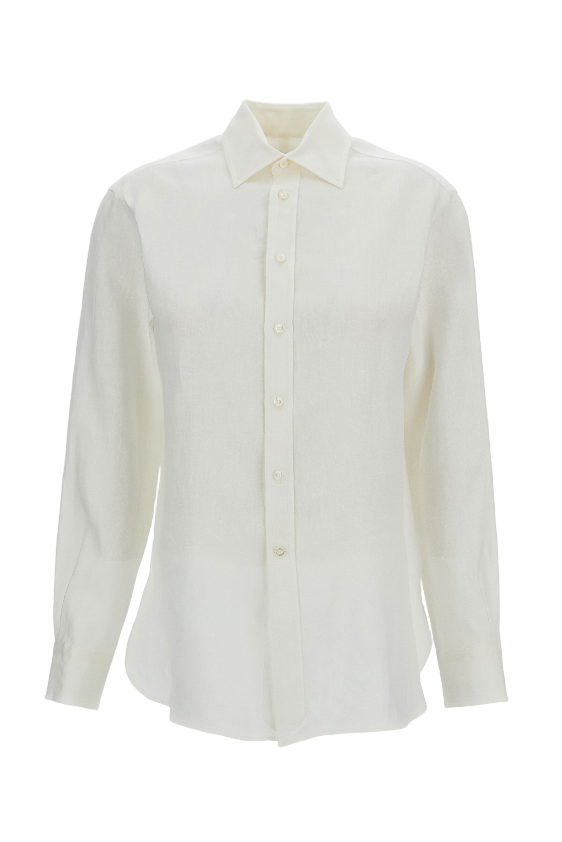 Beige Linen Button-Up Shirt