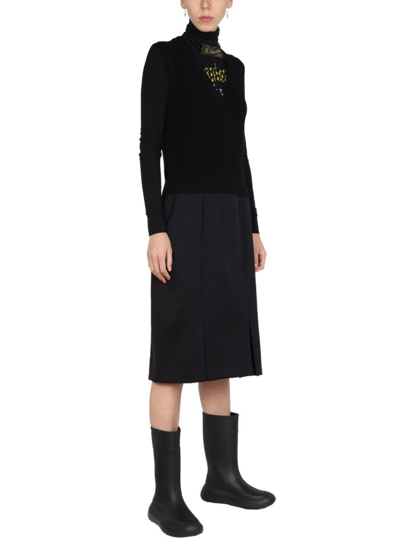 Structured Black Midi Skirt