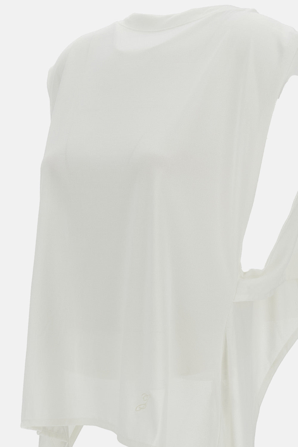 Paper-Effect Jersey Draped Apron Top