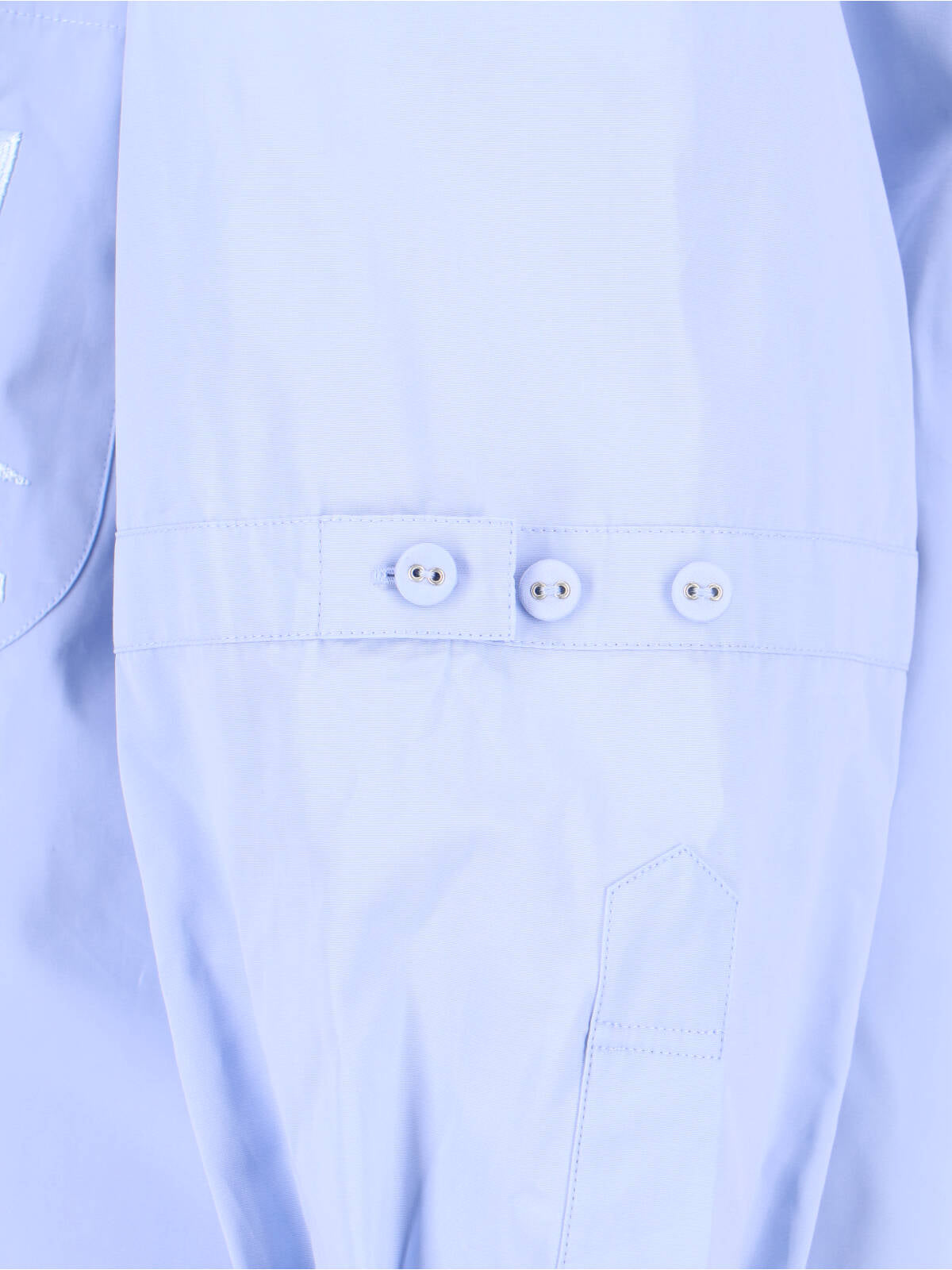 Blue Poplin Curved Hem Logo Shirt