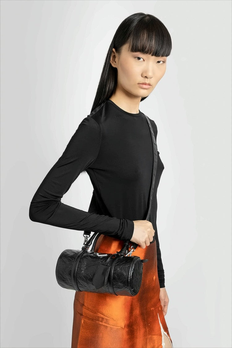 Cylindrical Nappa Leather Tote with Signature Logo