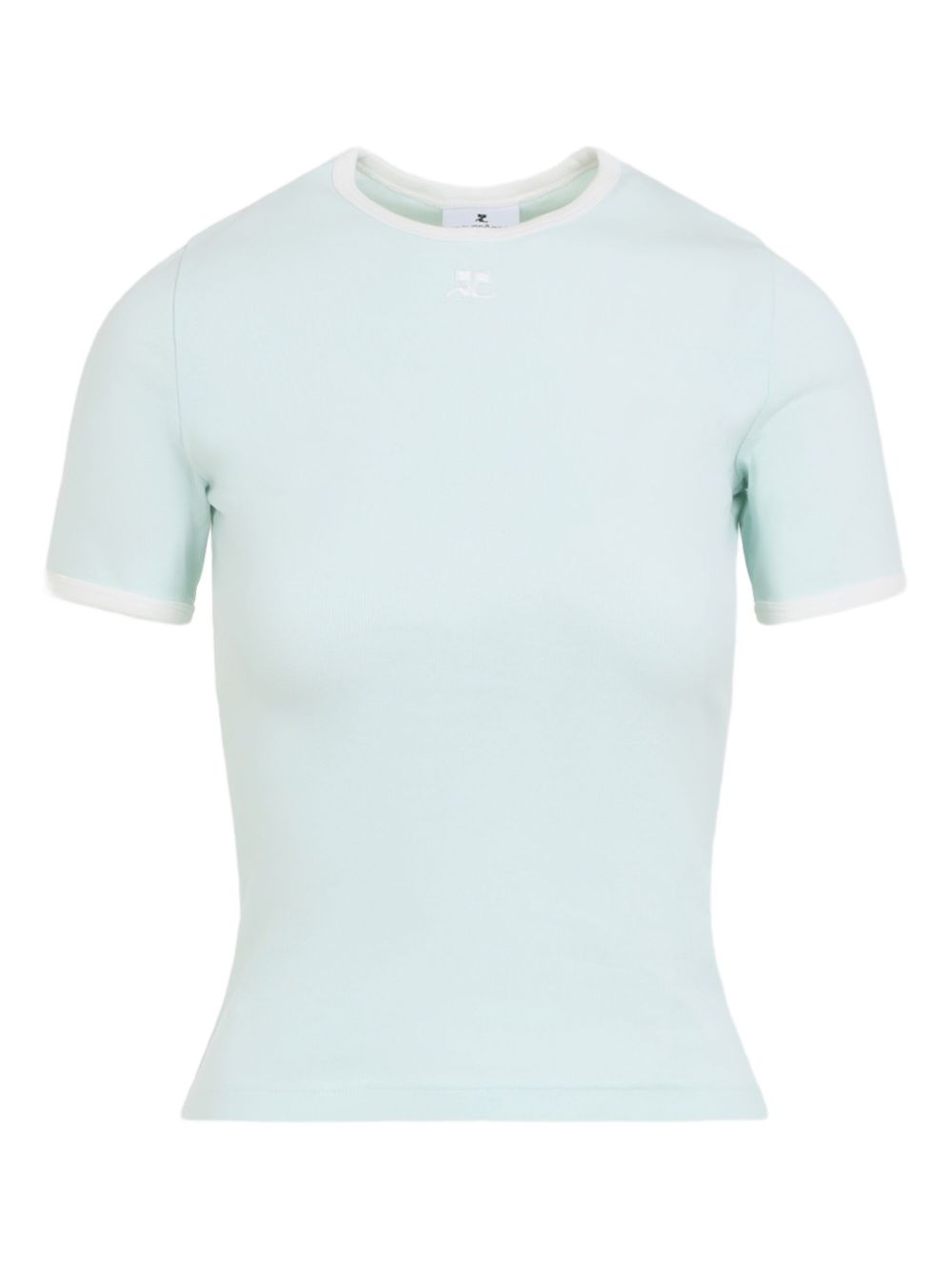 Fitted Short-Sleeve Top with Contrasting Trim
