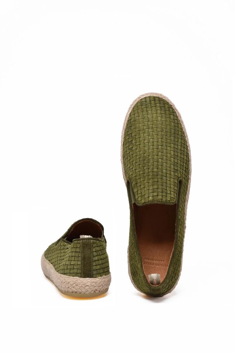 Suede Slip On - Olive Green