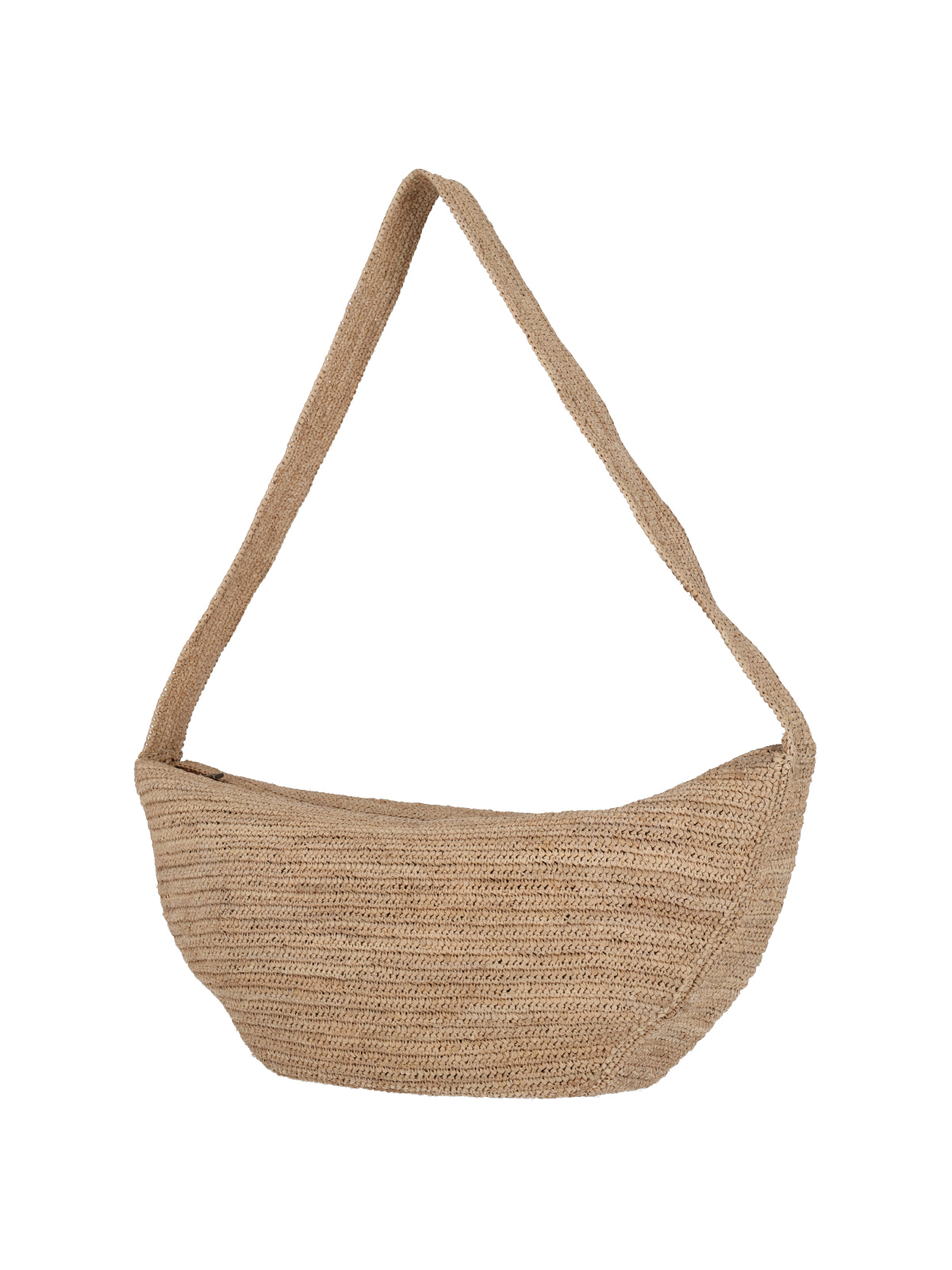 Beige Luna Woven Raffia Shoulder Bag