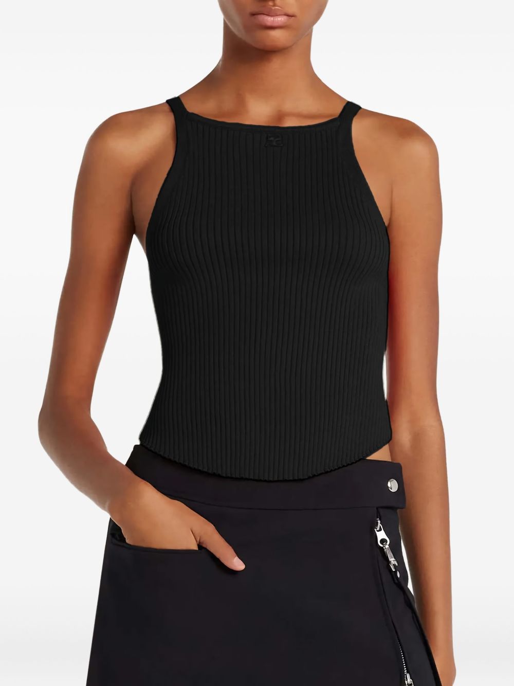 Ribbed Black Sleeveless Top