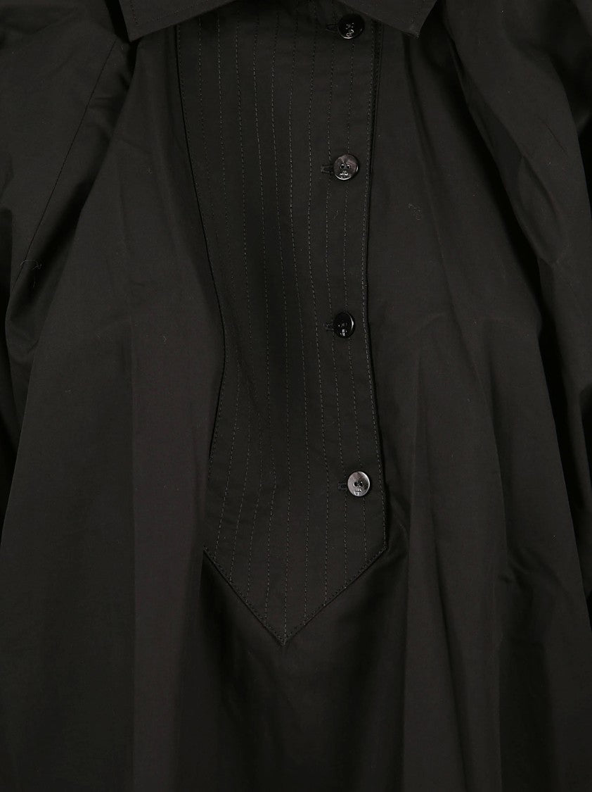 Black Relaxed Fit Shirt With Classic Collar