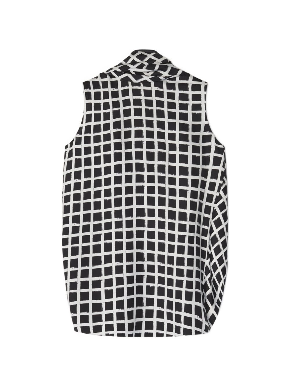 Black White Check Knot Detail Top