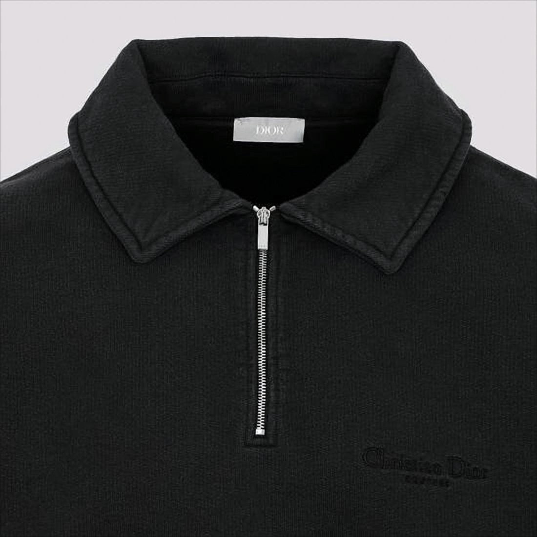 Long-Sleeve Black Shirt with Half-Zip Front